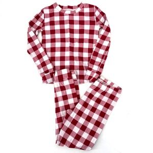 Pottery Barn Kids Pajama Set Red White Check Size 8 100% Tencel For Kids